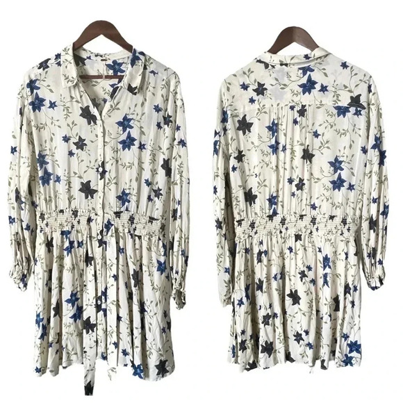 FREE PEOPLE | Lighten Up Tea Combo Floral Print Mini Shift Dress Size M - Picture 9 of 12